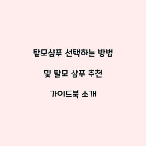 탈모샴푸 선택하는 방법 및 탈모 샴푸 추천 가이드북 소개