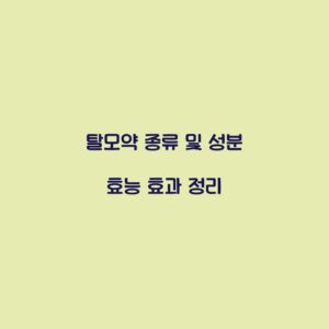 탈모약 종류 및 성분 효능 효과 정리