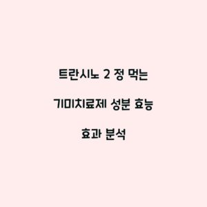 트란시노 2 정 먹는 기미치료제 성분 효능 효과 분석