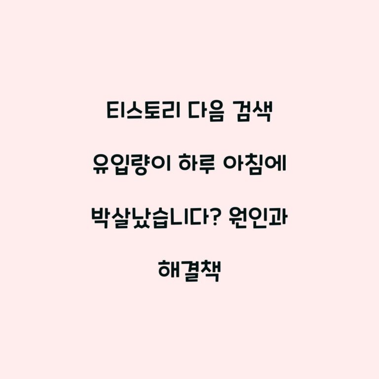티스토리 다음 검색 유입량이 하루 아침에 박살났습니다? 원인과 해결책