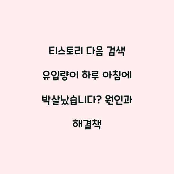 티스토리 다음 검색 유입량이 하루 아침에 박살났습니다? 원인과 해결책