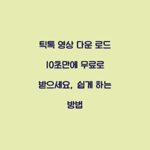 틱톡 영상 다운 로드 10초만에 무료로 받으세요, 쉽게 하는 방법