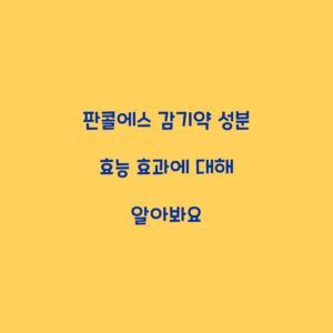 판콜에스 감기약 성분 효능 효과에 대해 알아봐요