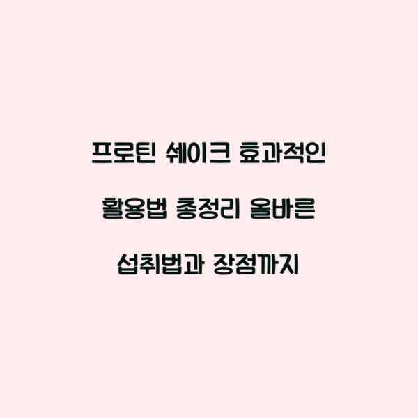 프로틴 쉐이크 효과적인 활용법 총정리 올바른 섭취법과 장점까지