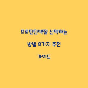 프로틴단백질 선택하는 방법 8가지 추천 가이드