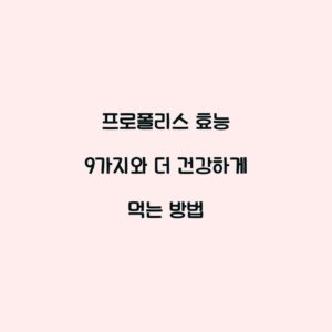 프로폴리스 효능 9가지와 더 건강하게 먹는 방법