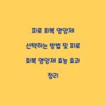 피로 회복 영양제 선택하는 방법 및 피로 회복 영양제 효능 효과 정리