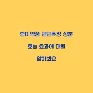 한미약품 텐텐츄정 성분 효능 효과에 대해 알아봐요