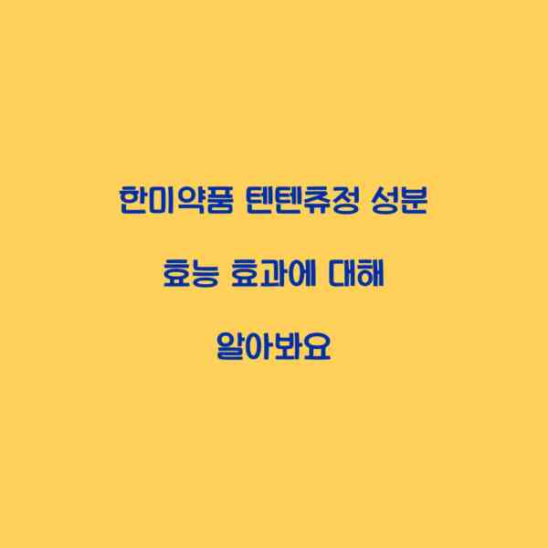 한미약품 텐텐츄정 성분 효능 효과에 대해 알아봐요
