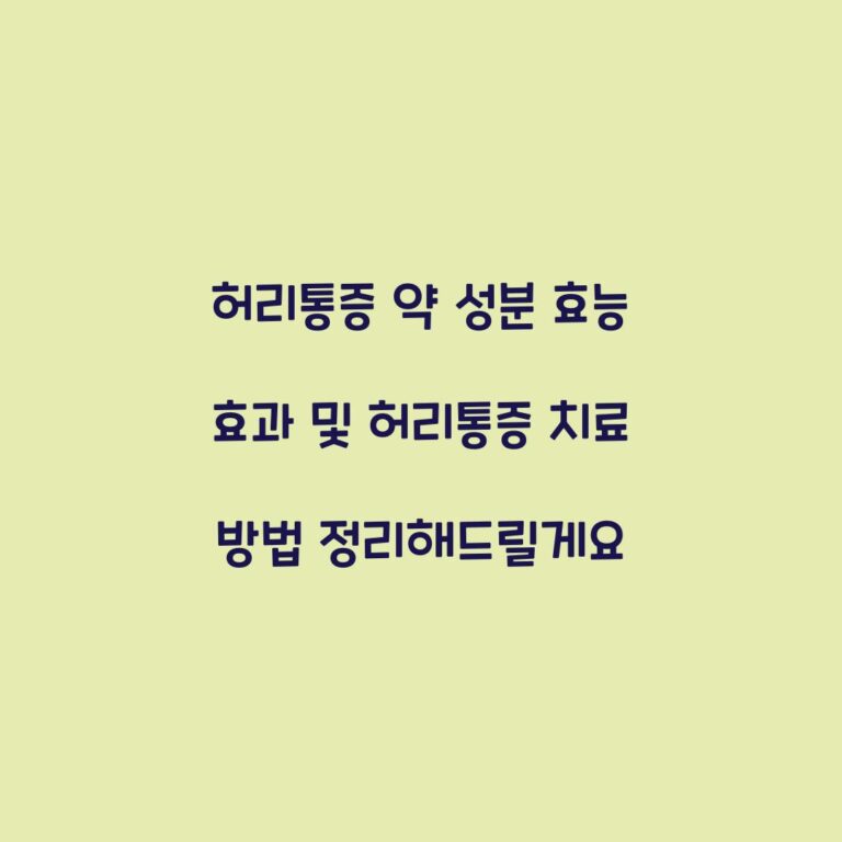 허리통증 약 성분 효능 효과 및 허리통증 치료 방법 정리해드릴게요