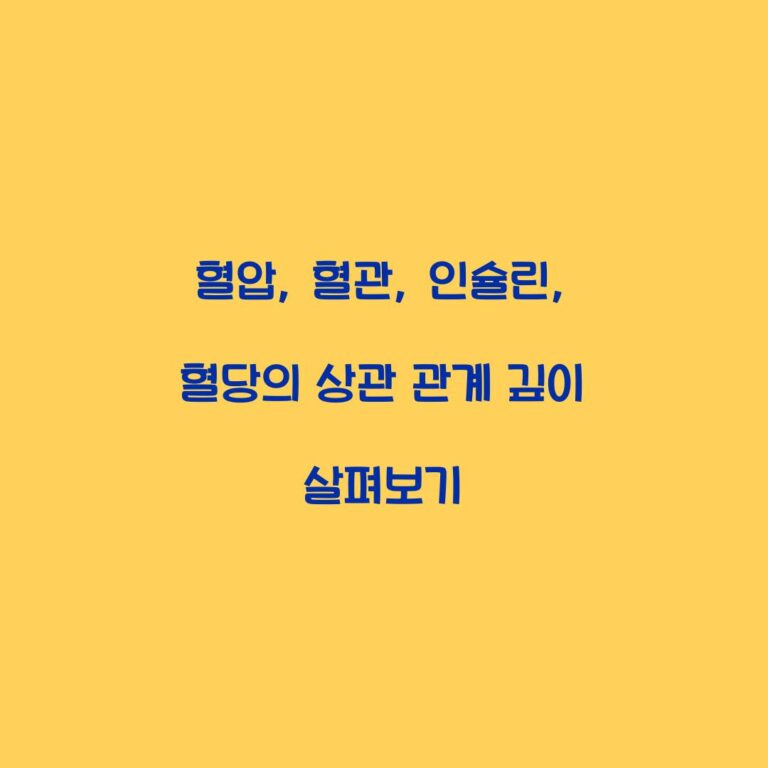 혈압, 혈관, 인슐린, 혈당의 상관 관계 깊이 살펴보기