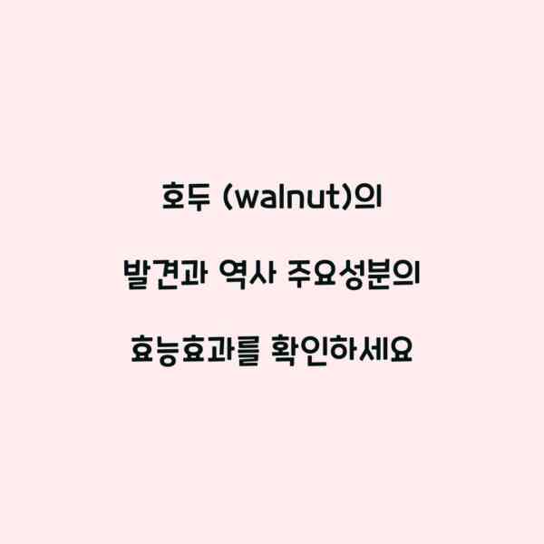 호두 (walnut)의 발견과 역사 주요성분의 효능효과를 확인하세요